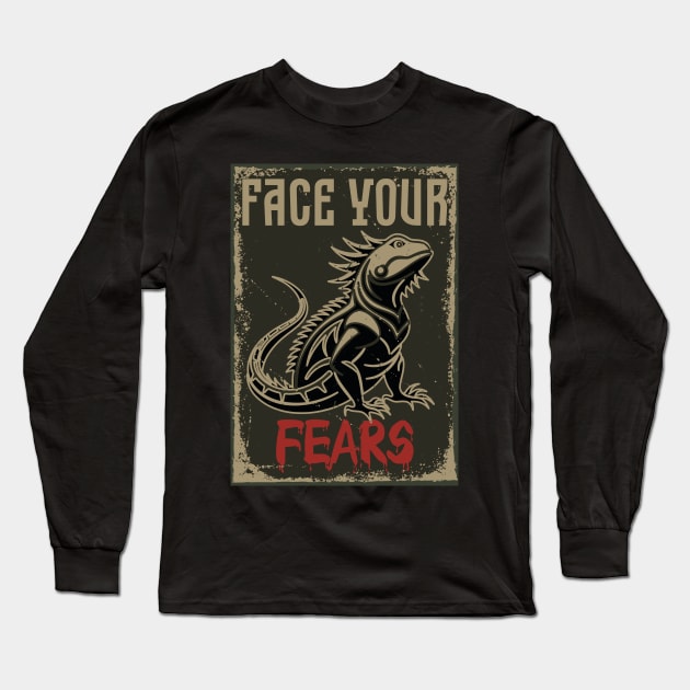 The Face of Your Fear Long Sleeve T-Shirt by CatCoconut-Art